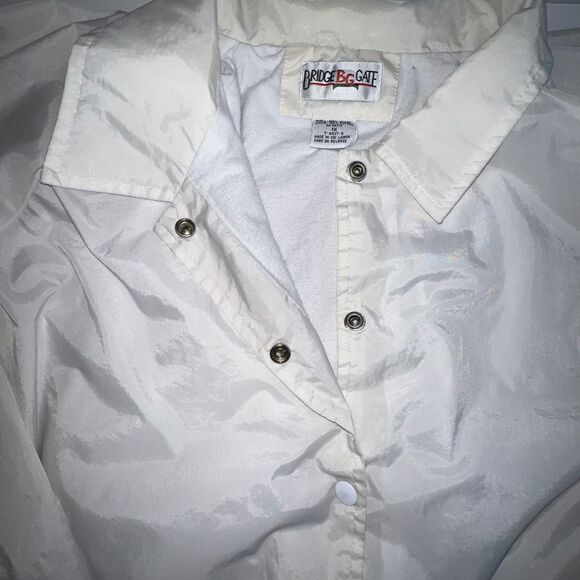Vintage 90s White Windbreaker Women 1X Lined Grandmacore Y2K Jacket Snap Buttons - Picture 6 of 10
